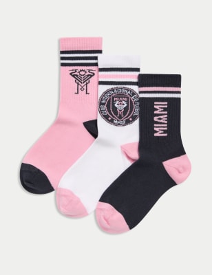 

Unisex,Boys,Girls M&S Collection 3pk Cotton Rich Inter Miami Sports Socks (8½ Small - 7 Large) - Pink Mix, Pink Mix