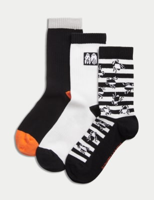 

Unisex,Boys,Girls M&S Collection 3pk Cotton Rich Beetlejuice Socks (6 Small - 7 Large) - Multi, Multi