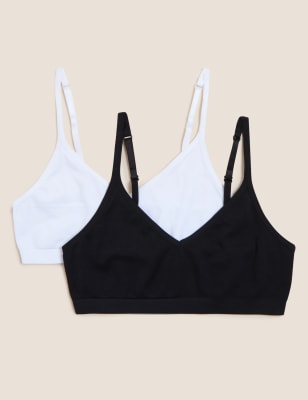 

Girls M&S Collection 2pk Seamfree Cropped Tops (9-16 Yrs) - Black/White, Black/White