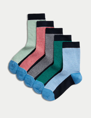 

Boys M&S Collection 5pk Cotton Rich Striped Socks (6 Small - 7 Large) - Multi, Multi