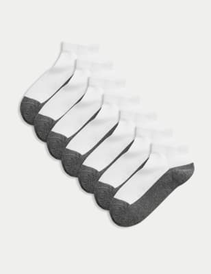 

M&S Collection Pack de 7 pares de calcetines de algodón Trainer Liners™ (6 pequeño-7 grande) - White Mix, White Mix