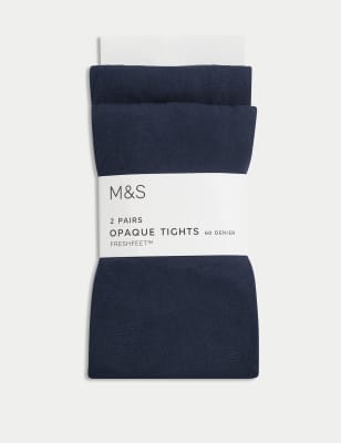 

Girls M&S Collection 2pk 60 Denier School Tights (3-16 Yrs), Navy