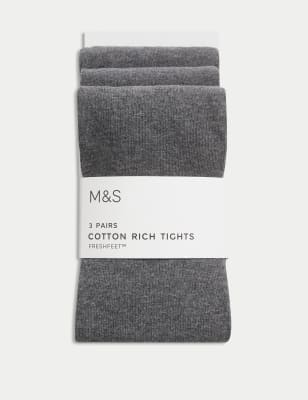 

Girls M&S Collection 3pk Cotton School Tights (2-16 Yrs) - Grey, Grey