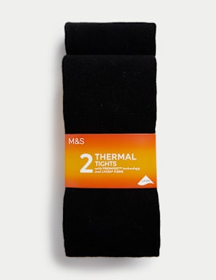 

Girls M&S Collection 2pk Cotton Blend Thermal Tights (4-14 Yrs) - Black, Black