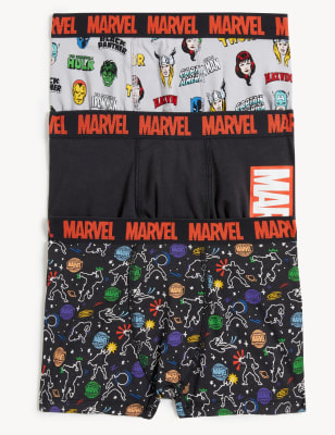 

M&S Collection 3er-Pack Unterhosen mit hohem Baumwollanteil und Marvel™-Motiv (3-16 J.) - Black Mix, Black Mix