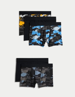 

Boys M&S Collection 5pk Cotton Rich Camo Trunks (5 - 16 Yrs) - Black Mix, Black Mix