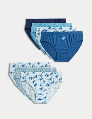 

Boys M&S Collection 7pk Pure Cotton Dinosaur Briefs (2-10 Yrs) - Blue Mix, Blue Mix