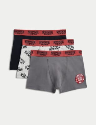 

Boys M&S Collection 3pk Cotton with Stretch Stranger Things™ Trunks (5-16 Yrs) - Black Mix, Black Mix