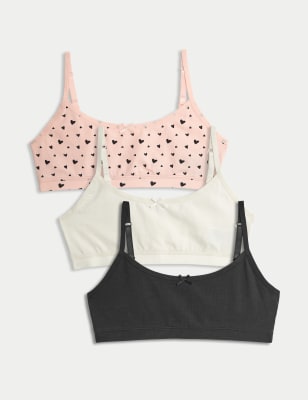 

Girls M&S Collection 3pk Cotton Rich Plain & Heart Crop Tops (6-16 Yrs) - Multi, Multi