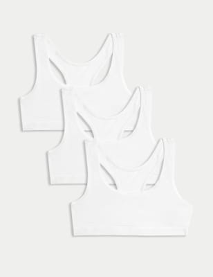

M&S Collection Pack de 3 tops cortos de algodón elásticos (6-16 años) - White, White