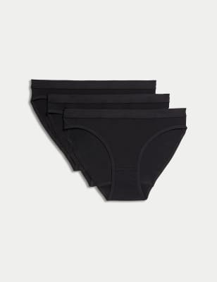 

Girls M&S Collection 3pk Cotton with Stretch Knickers (6-16 Yrs) - Black, Black