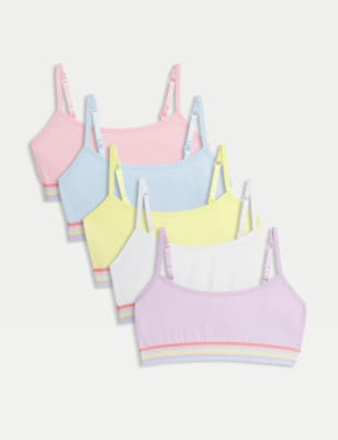 

M&S Collection 5er-Pack Bustiers „Regenbogen“ aus Baumwolle mit Stretch (6-16 Jahre) - Multi, Multi