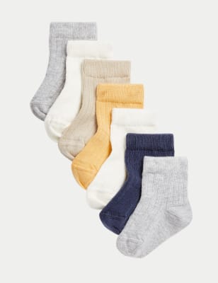 

Unisex,Boys,Girls M&S Collection 7pk Cotton Rich Baby Socks - Multi, Multi