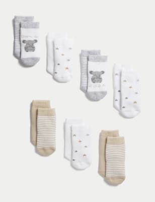 

Unisex,Boys,Girls M&S Collection 7pk Cotton Rich Born in 2024 Socks - Multi, Multi