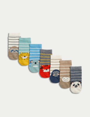 

Girls M&S Collection 7pk Cotton Rich Animal Face Socks (0-3 Yrs) - Multi, Multi