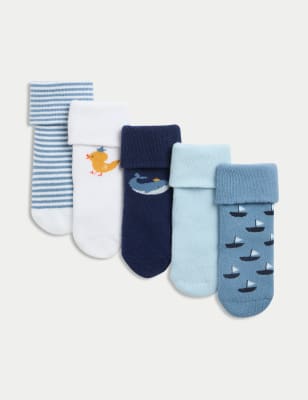 

Girls M&S Collection 5pk Terry Baby Socks (0-24 Mths) - Blue Mix, Blue Mix