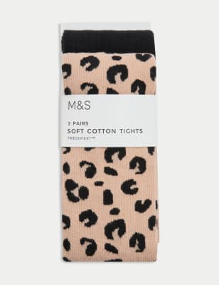 

Girls M&S Collection 2pk Cotton Rich Leopard Ribbed Tights (2-14 Yrs) - Neutral, Neutral