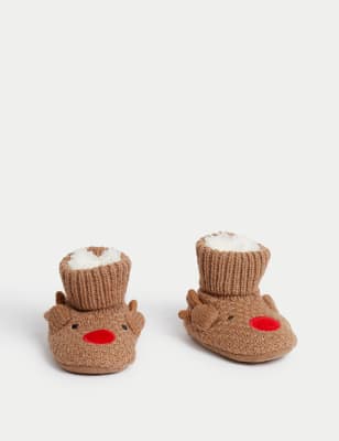 

Unisex,Boys,Girls M&S Collection Reindeer Christmas Booties - Multi, Multi