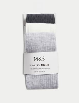 

Girls M&S Collection 3pk Cotton Rich Ribbed Tights (0 Mths - 3 Yrs) - Light Grey Mix, Light Grey Mix