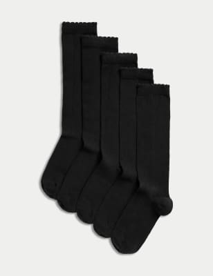 

Girls M&S Collection 5pk of Knee High Socks - Black, Black