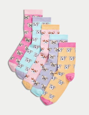 

Girls M&S Collection 5pk Cotton Rich Dog Socks - Multi, Multi