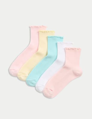 

Girls M&S Collection 5pk Cotton Rich Frill Socks (6 Small - 7 Large) - Multi, Multi