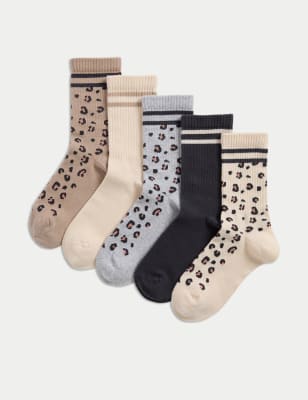 

Girls M&S Collection 5pk Cotton Rich Ribbed Socks (6 Small - 7 Large) - Multi, Multi