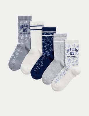 

Unisex,Boys,Girls M&S Collection 5pk Cotton Rich Ribbed Striped Sport Socks (6 Small - 7 Large) - Multi, Multi