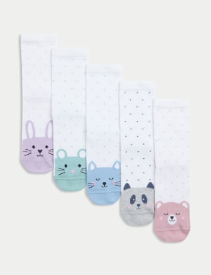 

Girls M&S Collection 5pk Cotton Rich Toe Face Socks (6 Small - 7 Large) - White, White