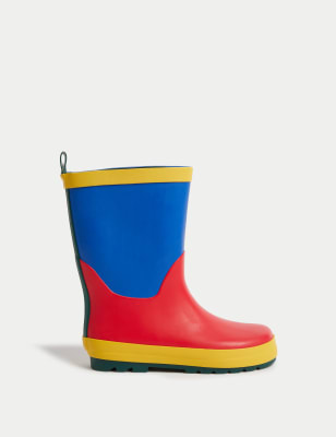 

Unisex,Boys,Girls M&S Collection Kids' Colour Block Wellies (4 Small - 2 Large) - Red, Red