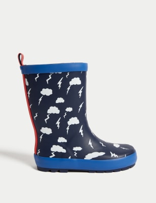 

M&S Collection Kindergummistiefel mit Blitzmotiv und Freshfeet™ für (21,5-31) - Navy, Navy