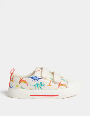 

M&S Collection Kinderturnschuhe aus Canvas mit Klettverschluss und Dinosauriermotiv (20,5-34,5) - Red Mix, Red Mix