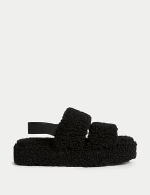 

M&S Collection Zapatillas de borreguito (13 pequeño - 6 grande) - Black, Black