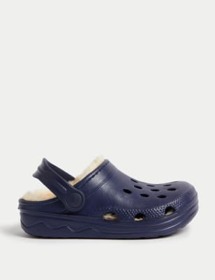 

M&S Collection Zuecos infantiles con forro de piel sintética (4 pequeño-13 pequeño) - Navy, Navy