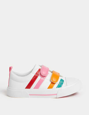 

M&S Collection Gestreifte Kinderturnschuhe mit Klettverschluss und Freshfeet™ (20,5-34,5) - White, White