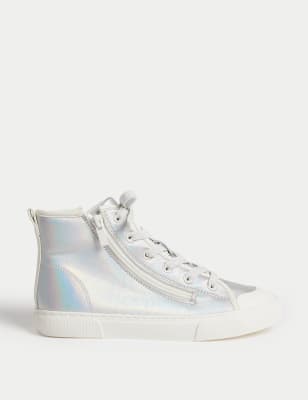 

Girls M&S Collection Kids' High Top Trainers (4 Small - 6 Large) - Silver Mix, Silver Mix