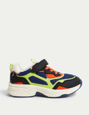 

M&S Collection Zapatillas deportivas infantiles gruesas con velcro (4 pequeño-2 grande) - Black Mix, Black Mix