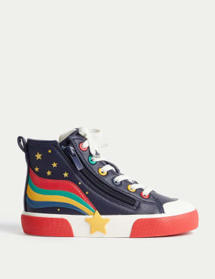 

Boys M&S Collection Kids' Freshfeet™ Star High Top Trainers (4 Small - 2 Large) - Navy Mix, Navy Mix