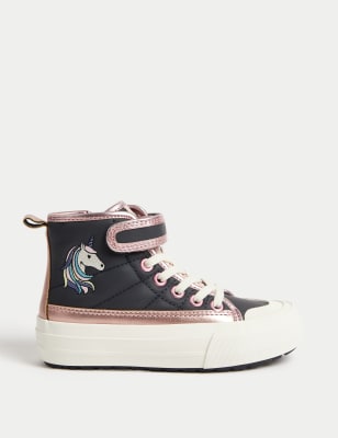 

Girls M&S Collection Kids' Unicorn High Top Trainers (4 Small - 2 Large) - Navy Mix, Navy Mix