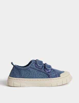 

Girls M&S Collection Kids' Canvas RiptapeTrainers (4 Small - 2 Large), Blue Mix