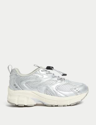 

Unisex,Boys,Girls M&S Collection Kids' Freshfeet™ Toggle Runner Trainers (4 Small - 7 Large), Silver Mix