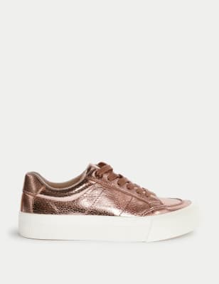 

Girls M&S Collection Kids' Freshfeet™ Metallic Trainers (3 Large - 6 Large) - Copper Rose, Copper Rose