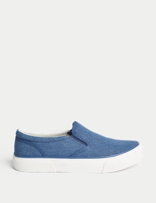 

Boys M&S Collection Kids' Canvas Slip-on Pumps (13 Small- 7 Large) - Blue Mix, Blue Mix