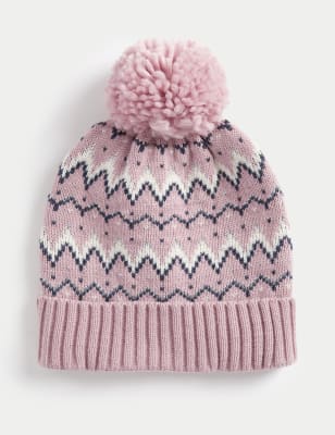 

Unisex,Boys,Girls M&S Collection Kids' Fair Isle Winter Hat (1-13 Yrs) - Pink, Pink