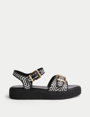 

M&S Collection Klobige Kindersandalen aus Bast mit Schnalle (33,5-39,5) - Black Mix, Black Mix
