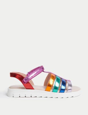 

M&S Collection Sandalias infantiles metalizadas estilo pescador (1 grande-6 grande) - Red Mix, Red Mix