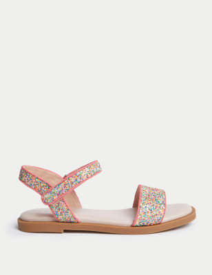 

Girls M&S Collection Kids' Glitter Sandals (3 Large - 6 Large) - Coral Mix, Coral Mix