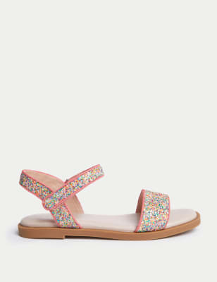 

M&S Collection Sandalias infantiles con brillos (3 grande-6 grande) - Coral Mix, Coral Mix