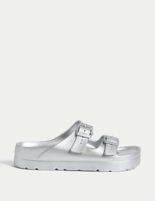 

Girls M&S Collection Kids' Buckle Sandals (1 Large - 6 Large) - Silver, Silver