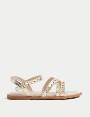 

Girls M&S Collection Kids' Studded Strap Sandals (1 Large - 6 Large) - Gold, Gold